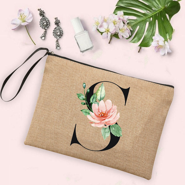 Letter Flower Storage Bag Makeup Brush Pencil