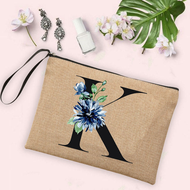 Letter Flower Storage Bag Makeup Brush Pencil