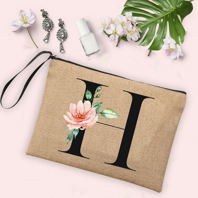 Letter Flower Storage Bag Makeup Brush Pencil