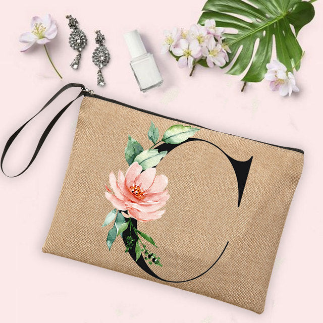 Letter Flower Storage Bag Makeup Brush Pencil