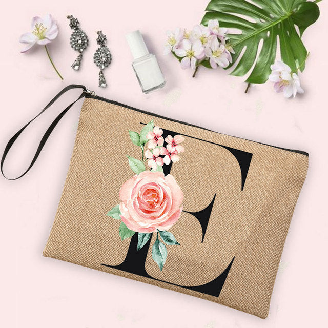 Letter Flower Storage Bag Makeup Brush Pencil