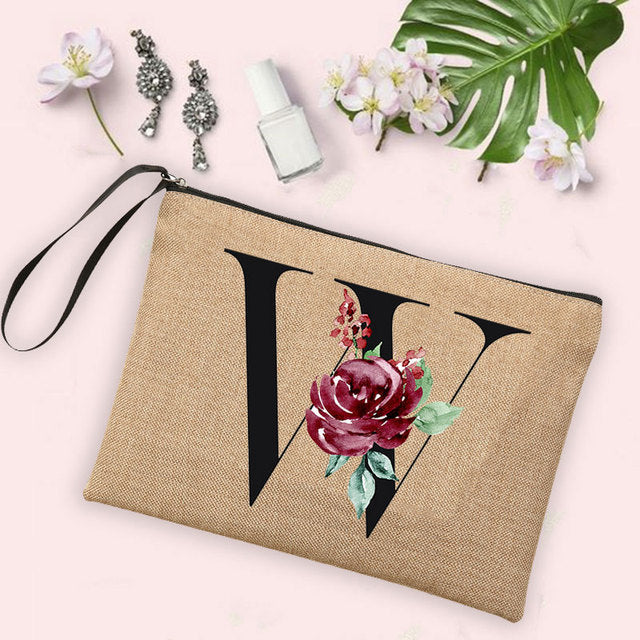 Letter Flower Storage Bag Makeup Brush Pencil