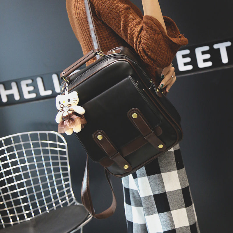 Women''s Bag Retro British Backpack Student Schoolbag Pu Campus