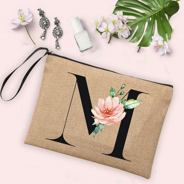 Letter Flower Storage Bag Makeup Brush Pencil