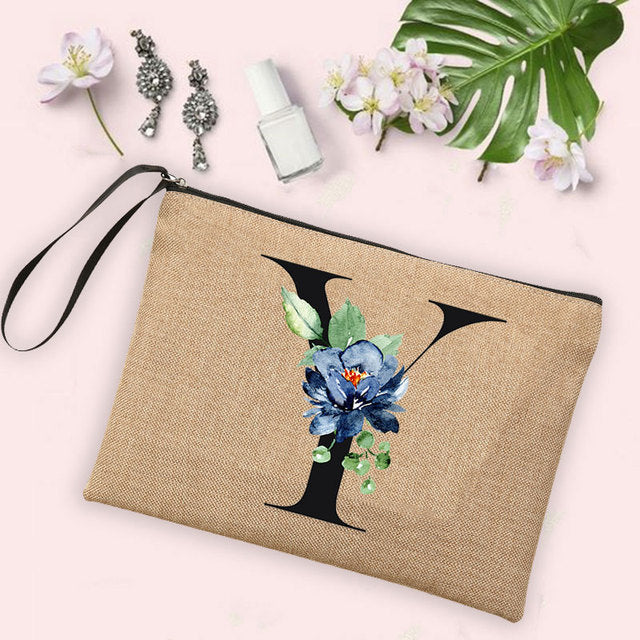 Letter Flower Storage Bag Makeup Brush Pencil