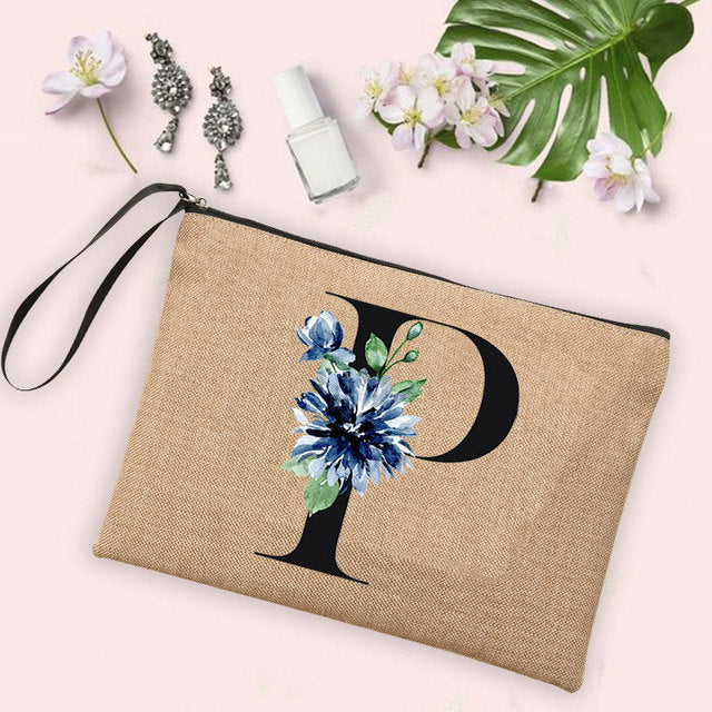 Letter Flower Storage Bag Makeup Brush Pencil