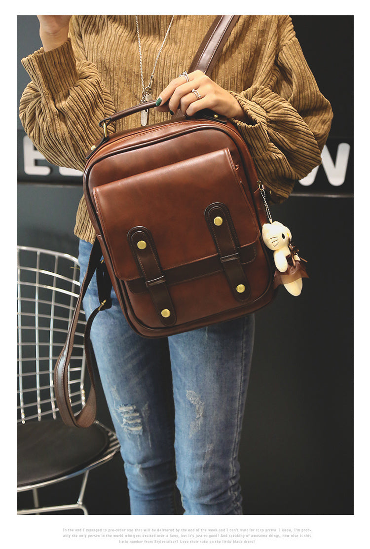 Women''s Bag Retro British Backpack Student Schoolbag Pu Campus