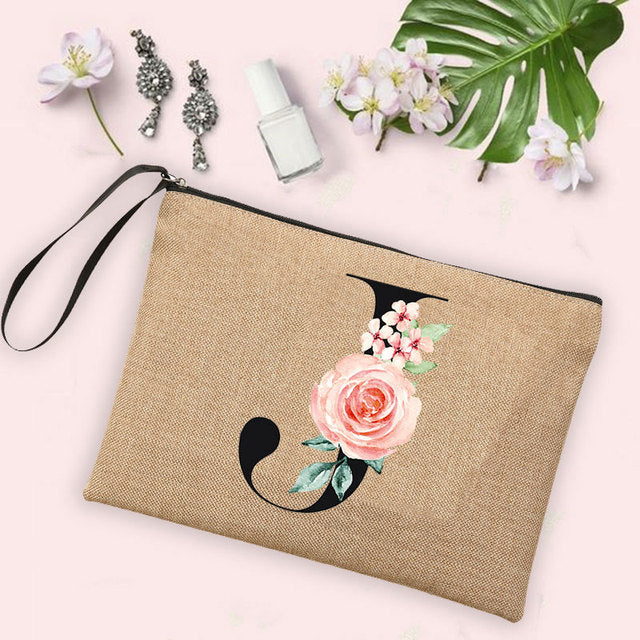 Letter Flower Storage Bag Makeup Brush Pencil