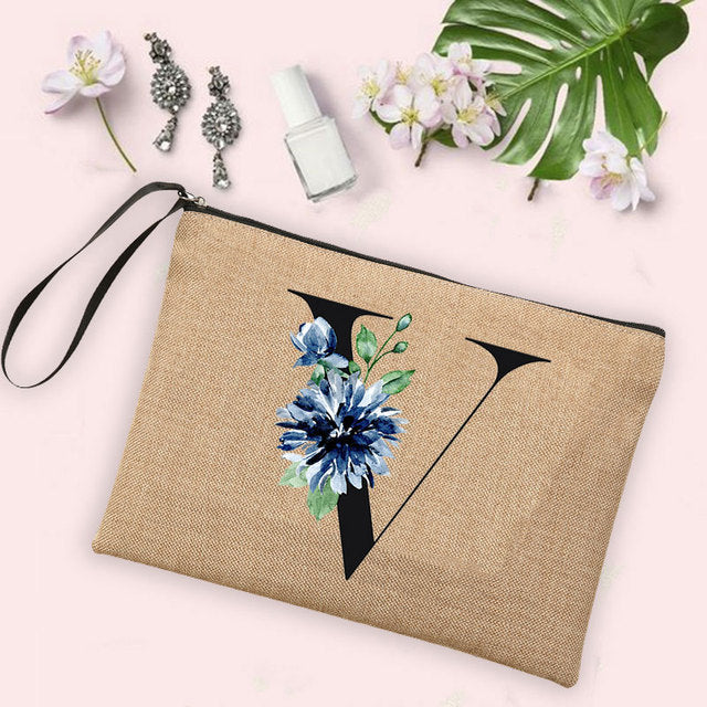 Letter Flower Storage Bag Makeup Brush Pencil