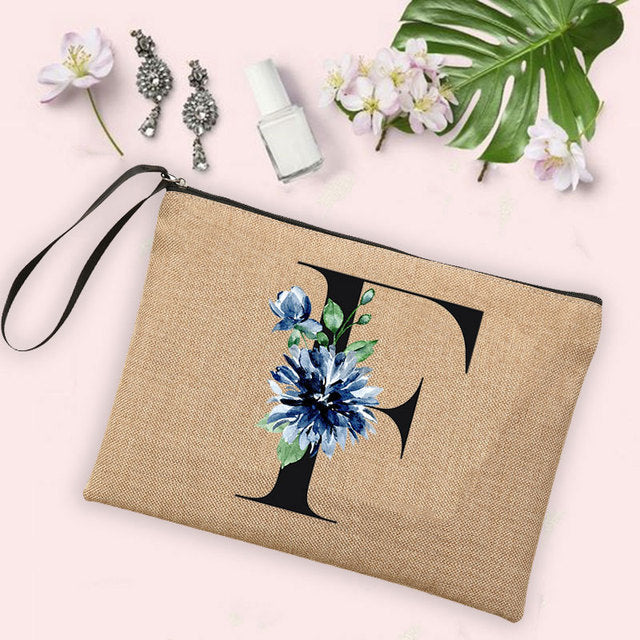 Letter Flower Storage Bag Makeup Brush Pencil
