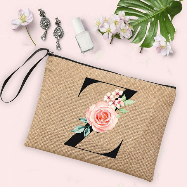 Letter Flower Storage Bag Makeup Brush Pencil