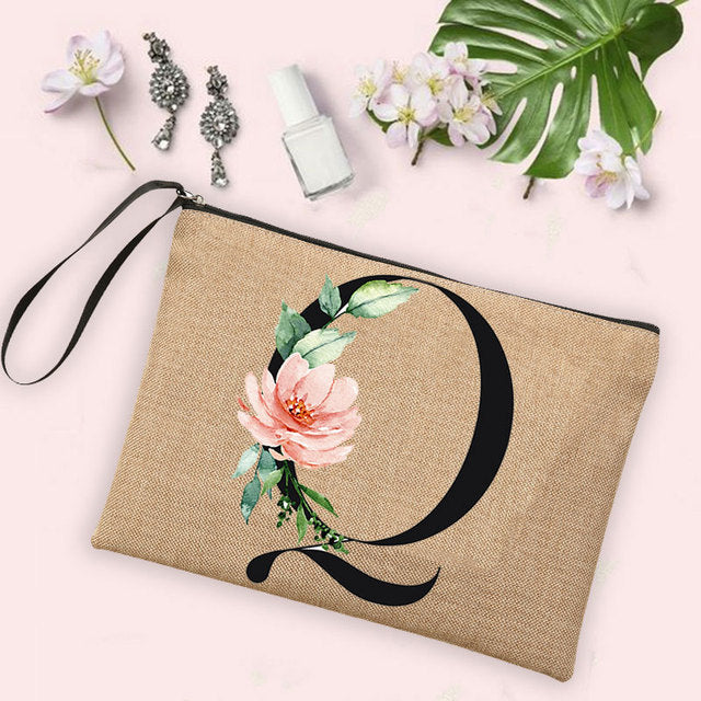 Letter Flower Storage Bag Makeup Brush Pencil