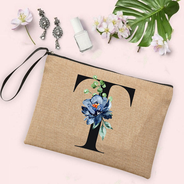Letter Flower Storage Bag Makeup Brush Pencil