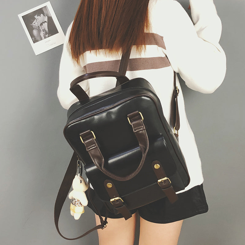 Women''s Bag Retro British Backpack Student Schoolbag Pu Campus