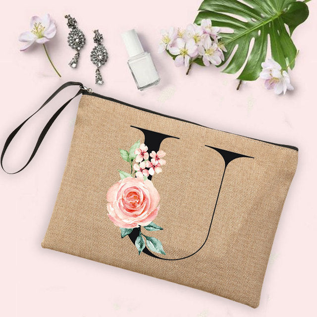 Letter Flower Storage Bag Makeup Brush Pencil