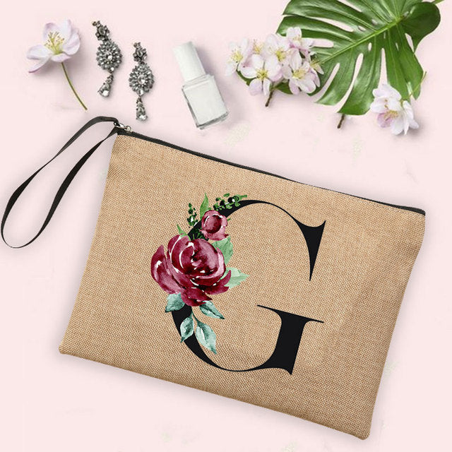 Letter Flower Storage Bag Makeup Brush Pencil