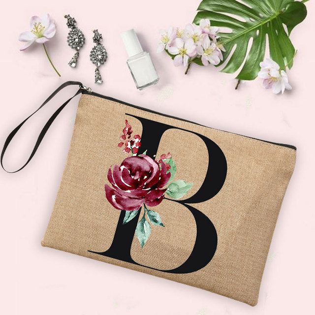 Letter Flower Storage Bag Makeup Brush Pencil