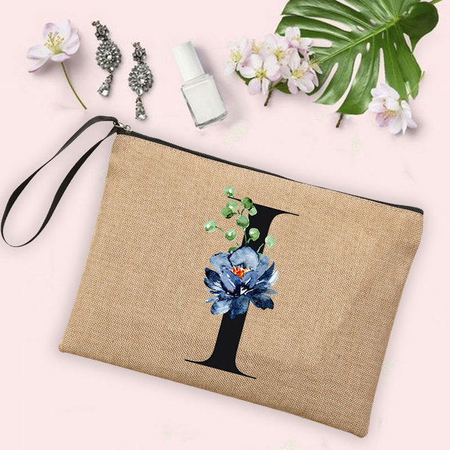 Letter Flower Storage Bag Makeup Brush Pencil