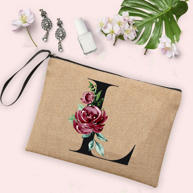 Letter Flower Storage Bag Makeup Brush Pencil