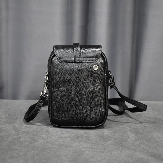 First Layer Cowhide Diagonal Bag Women Mobile Phone Bag