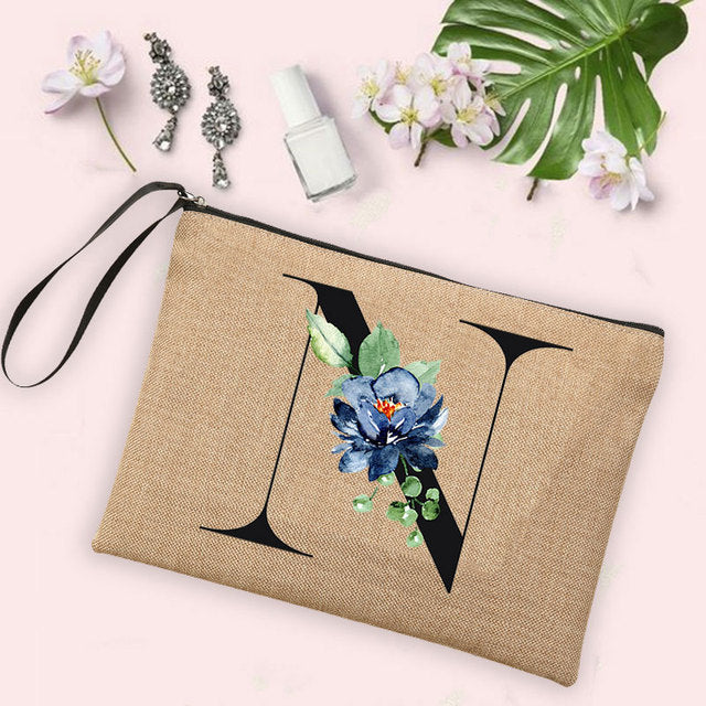 Letter Flower Storage Bag Makeup Brush Pencil
