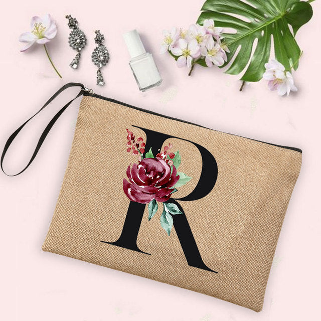 Letter Flower Storage Bag Makeup Brush Pencil
