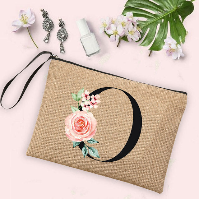 Letter Flower Storage Bag Makeup Brush Pencil