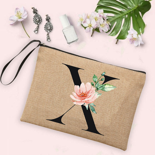 Letter Flower Storage Bag Makeup Brush Pencil