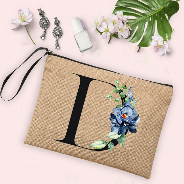 Letter Flower Storage Bag Makeup Brush Pencil